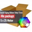 Elastyczna Taśma skośna Shiny 17mm 5 Kolorów  x 25 Metr Bundle Pakiet Tkaninowy Outlet