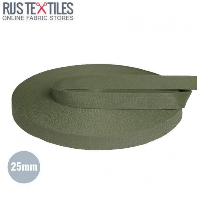 Ruban Sangle Coton Armée Verte 25mm - (Ruban Sangle)