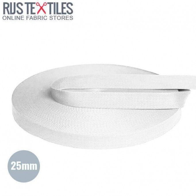 Ruban Sangle Coton Blanc 25mm  - (Ruban Sangle)