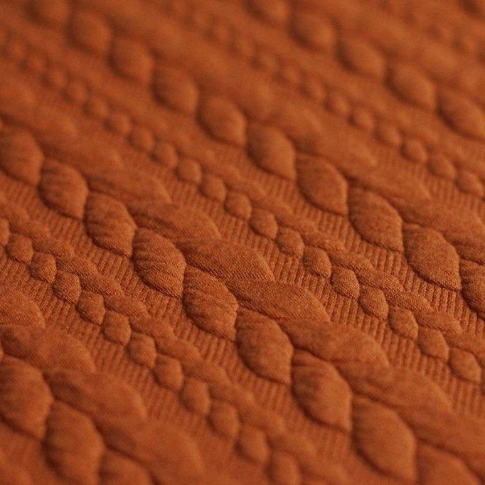 Cable Knit Jacquard Fabric Cognac - (Fashion Fabrics)