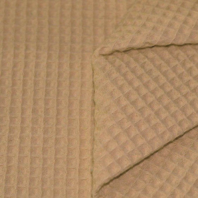 Waffle Pique Fabric Camel - (Waffle Pique Fabrics)