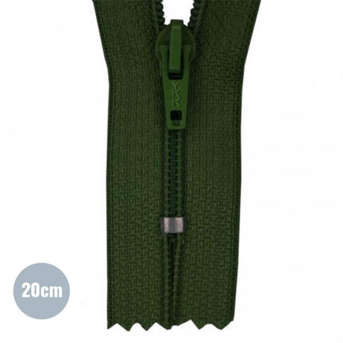 Zipper YKK Dark Green 20CM Nylon - (Not Divisible Nylon Zippers YKK)