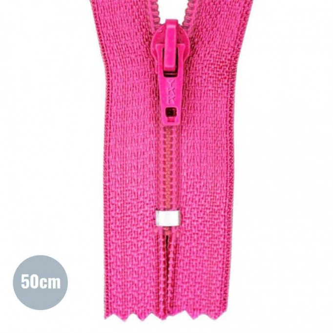 Zipper YKK Fuchsia 50CM Nylon - (Not Divisible Nylon Zippers YKK)