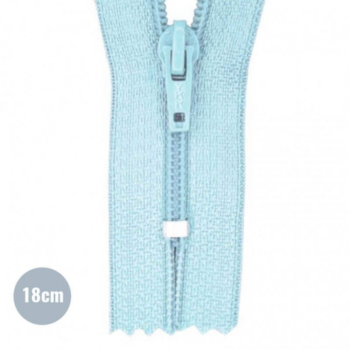 Zipper YKK Baby Blue 18CM Nylon - (Not Divisible Nylon Zippers YKK)