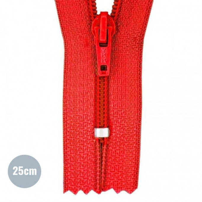 Zipper YKK Red 25CM Nylon - (Not Divisible Nylon Zippers YKK)