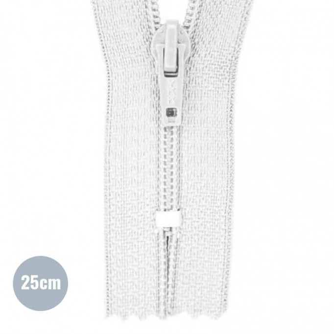 Zipper YKK White 25CM Nylon - (Not Divisible Nylon Zippers YKK)