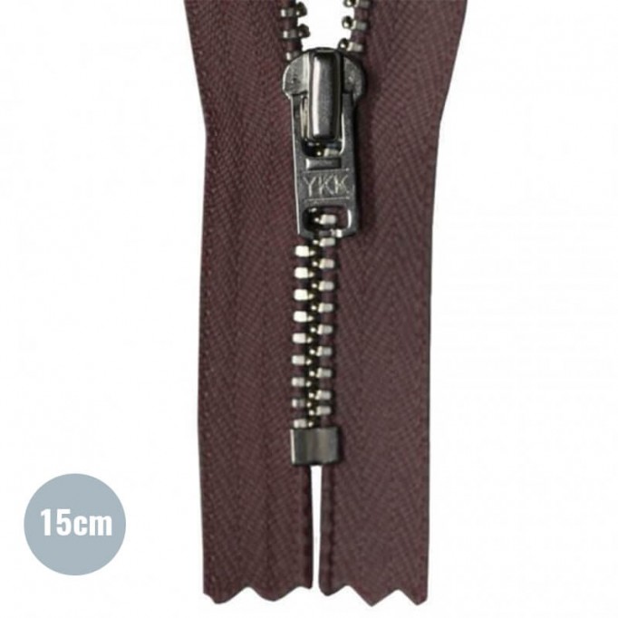 Zipper Brown 15CM Metal     - (Not Divisible Metal Zippers YKK)