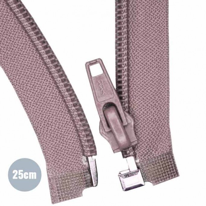 Divisible Zipper YKK Old Pink 25CM Nylon - (Divisible Nylon Zippers YKK)