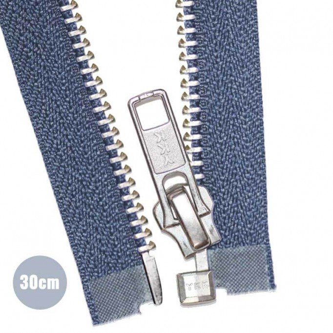 Silver Metal Divisible Zipper YKK Dark Jeans 30CM  - (Zippers YKK)