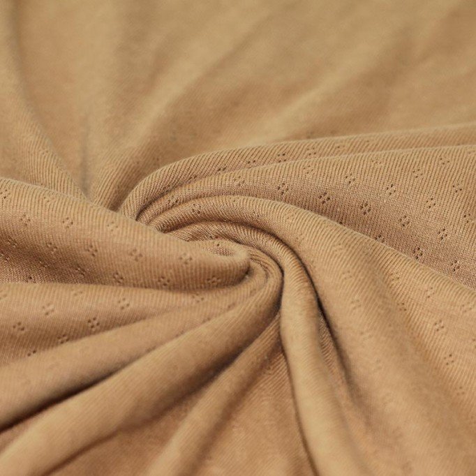 Pointelle Cotton Jersey Fabric (Mini) Camel - (Jersey Fabrics)