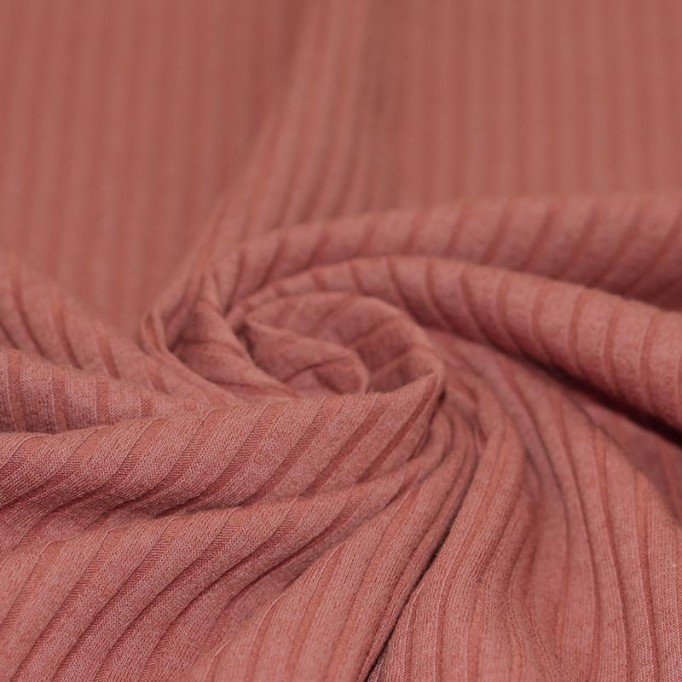 Wide Drop Needle Rib Fabric Clay Pink - (Jersey Fabrics)