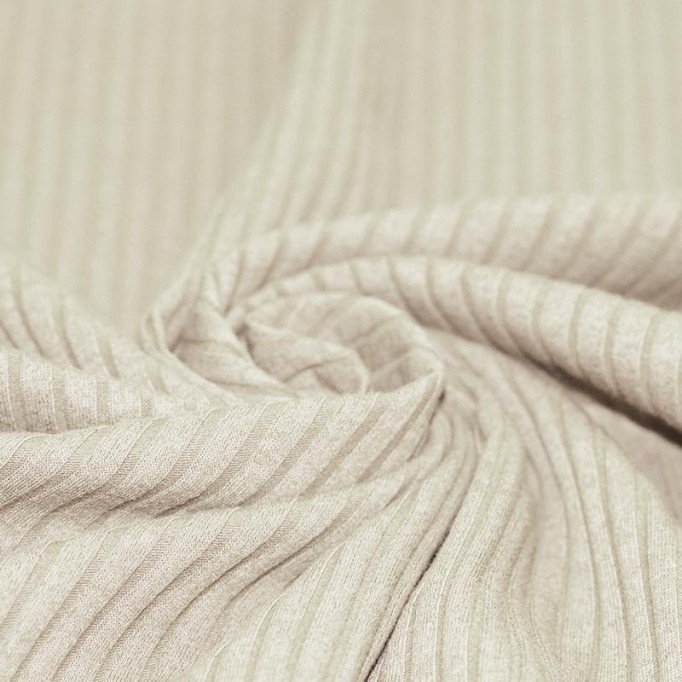 Wide Drop Needle Rib Fabric Natural Beige  - (Jersey Fabrics)