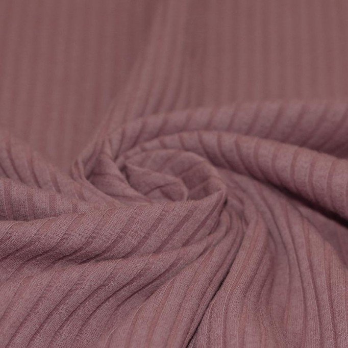 Bredriflet Rib Jersey Strikstof Gammel Mauve - (Jerseystoffer)