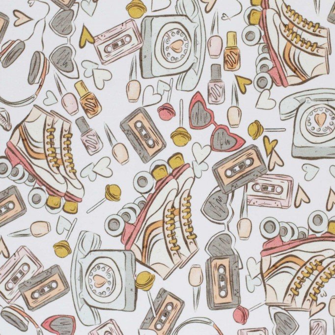 Jersey Cotton Fabric Digital Print - Hipster Rolskates - (Jersey Cotton Fabric Digital Print)