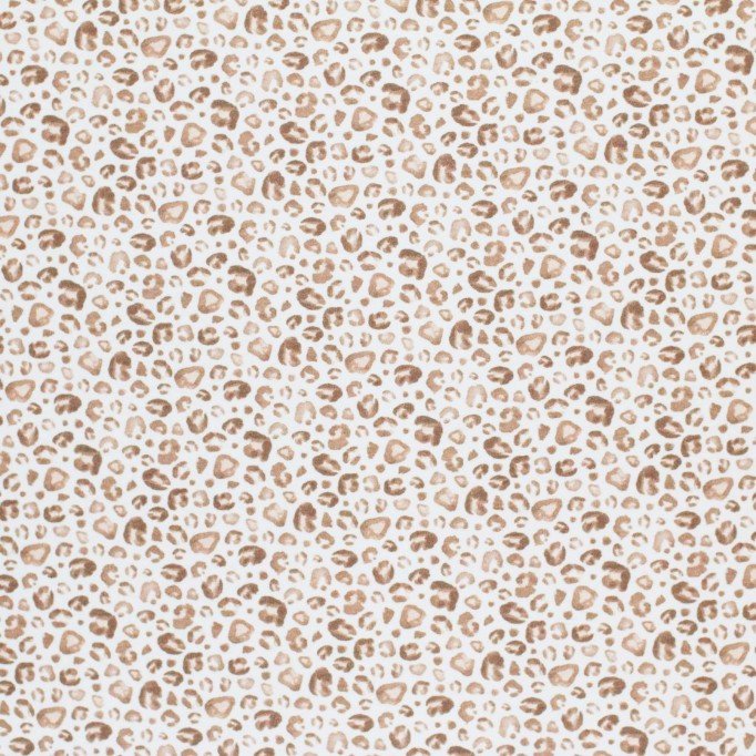 Bomuld Poplin Stof Digital Trykt - Leopardtryk Lys Beige - (Bomuld Poplin Print )