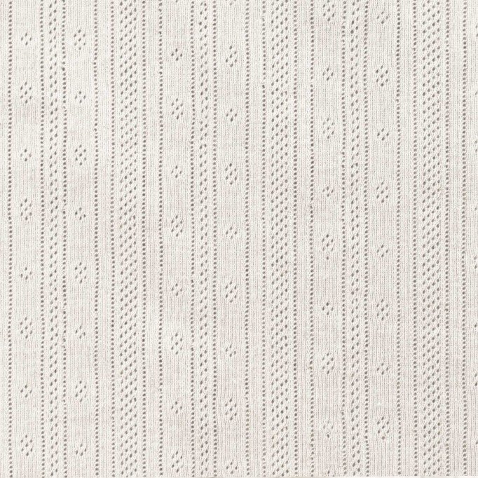 Pointelle Cotton Jersey Fabric (Stripes) Ecru - (Jersey Fabrics)