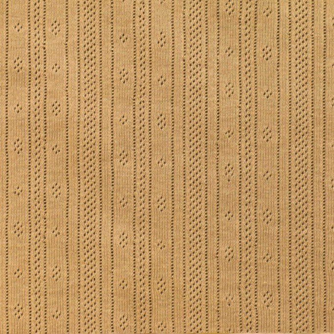 Pointelle Cotton Jersey Fabric (Stripes) Camel - (Jersey Fabrics)