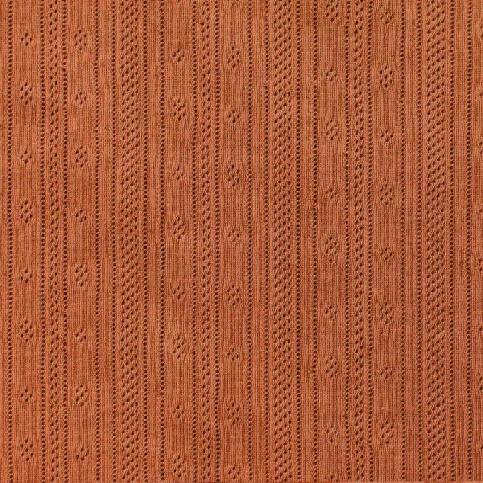 Pointelle Cotton Jersey Fabric (Stripes) Cognac - (Jersey Fabrics)