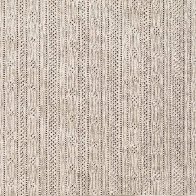 Pointelle Cotton Jersey Fabric (Stripes) Light Beige - (Jersey Fabrics)