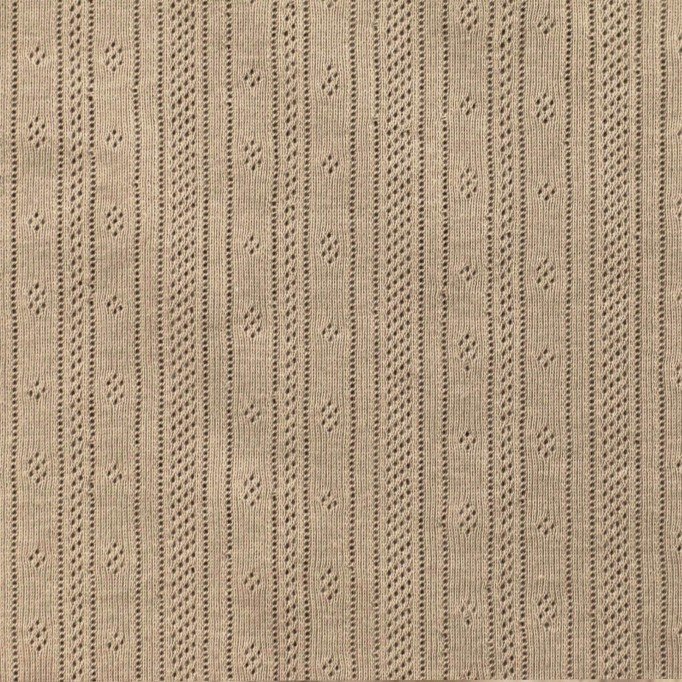 Pointelle Cotton Jersey Fabric (Stripes) Dark Beige  - (Jersey Fabrics)