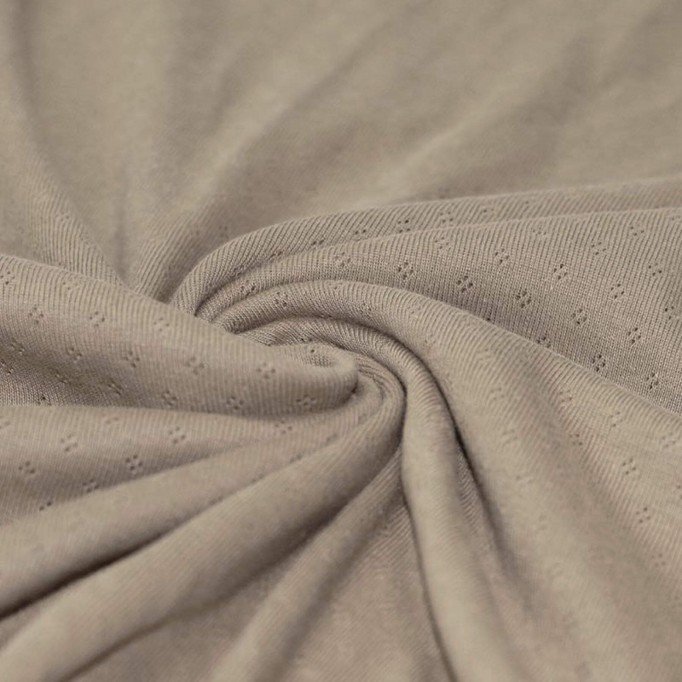 Pointelle Cotton Jersey Fabric (Mini) Dark Beige  - (Jersey Fabrics)