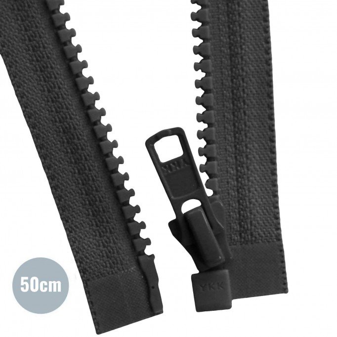 VISLON Divisible Zipper YKK Black 50CM - (Zippers YKK)