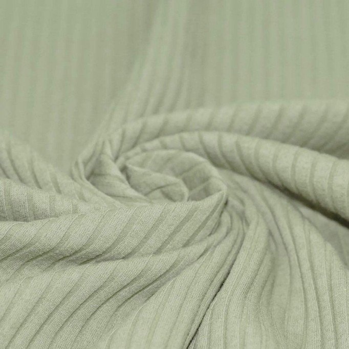 Wide Drop Needle Rib Fabric Dusty Green - (Jersey Fabrics)