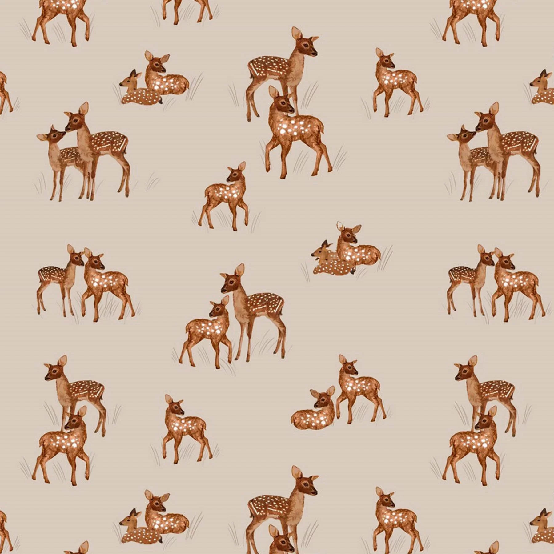 Jersey Cotton Fabric Digital Print - Herd Of Deer