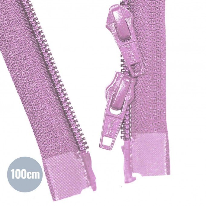 To-Vejs Delbare Spiral Lynlåse YKK Mørk Pink 100CM Nylon - (Lynlåse YKK)