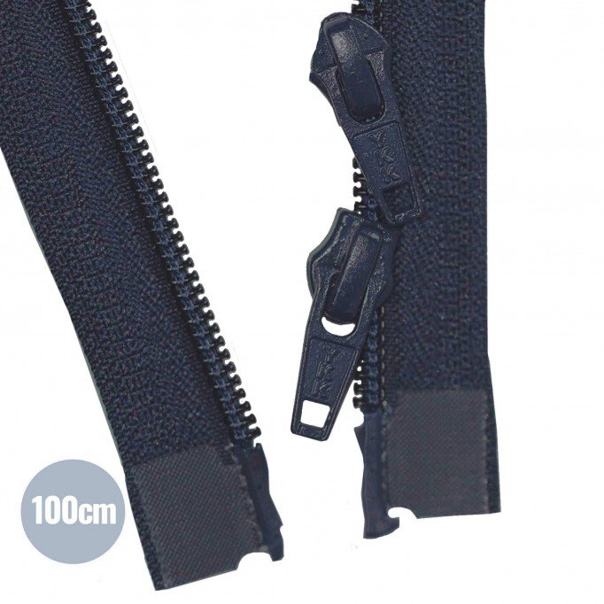 To-Vejs Delbare Spiral Lynlåse YKK Navy 100CM Nylon - (Lynlåse YKK)