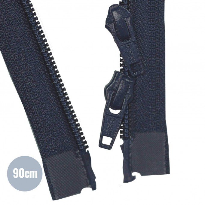 To-Vejs Delbare Spiral Lynlåse YKK Navy 90CM Nylon - (Lynlåse YKK)