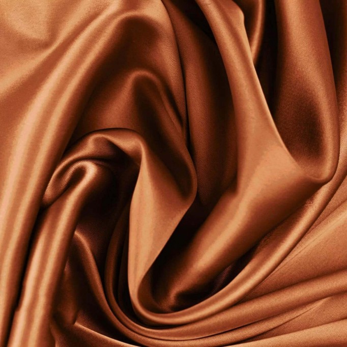 Stretch Silke Satin Stof Cognac - (Fashion Stoffer)