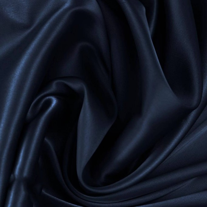 Stretch Silke Satin Stof Navy - (Fashion Stoffer)