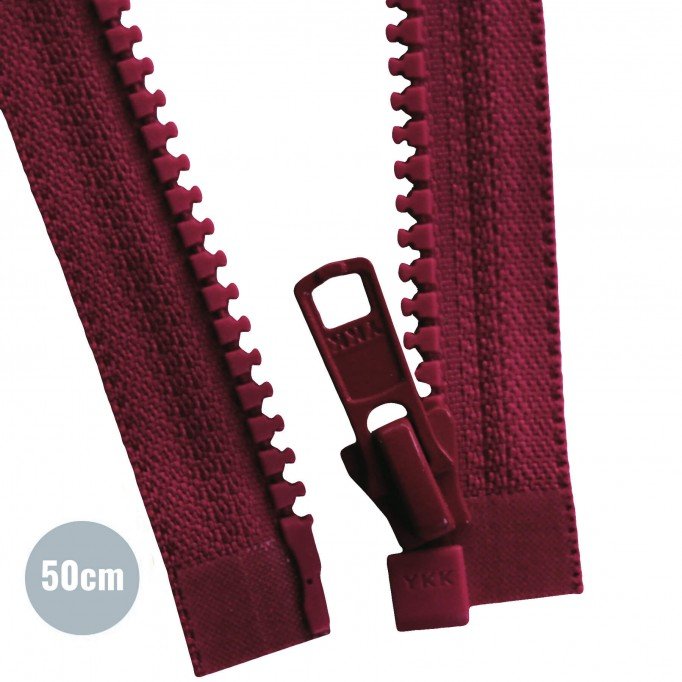 VISLON Divisible Zipper YKK Dark Bordeaux 50CM - (Zippers YKK)