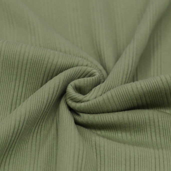 Irregular Rib Jersey Fabric Olive - (Jersey Fabrics)