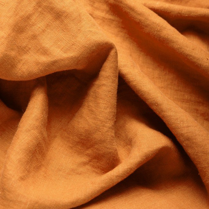 Fint Hørstof (Stone Washed) Dusty Orange - (Dekorationsstoffer)