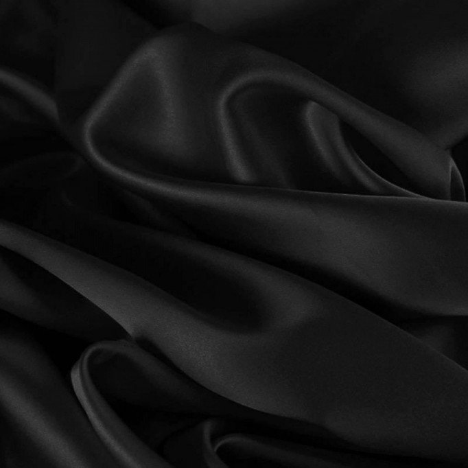 Tissu Satin De Coton Noir (SORTIE DE TISSU)   - (Vente De Tissu Au Mètre)