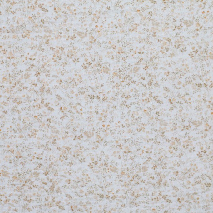 Tissu Double Gaze Impression Numérique - Beige Fleur Sauvage - (Tissu Enfant)