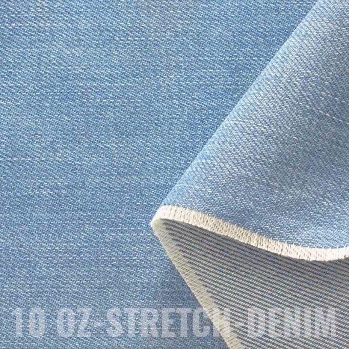 Jeansstof Stretch 10-OZ Lyseblå - (Jeans Stof Bomuld )