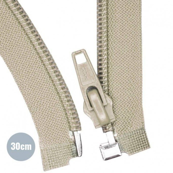 Divisible Zipper YKK Beige 30CM Nylon - (Divisible Nylon Zippers YKK)