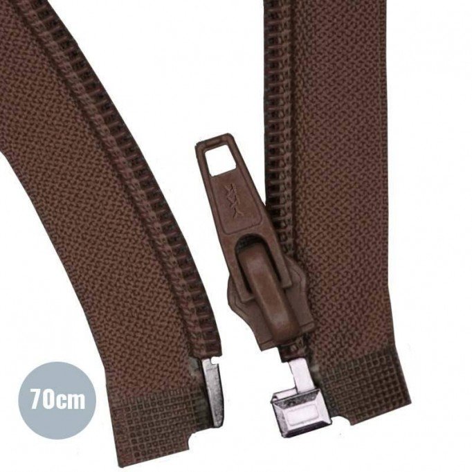 Divisible Zipper YKK Brown 70CM Nylon - (Divisible Nylon Zippers YKK)