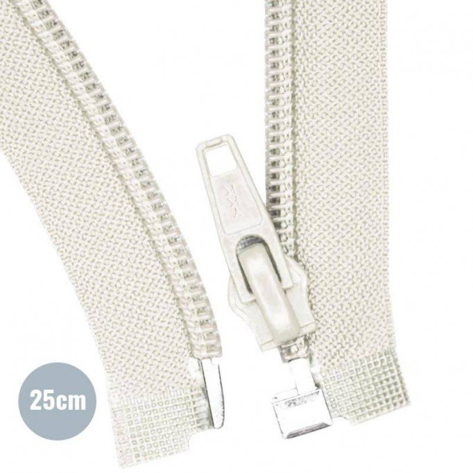 Divisible Zipper YKK Ecru 25CM Nylon - (Divisible Nylon Zippers YKK)