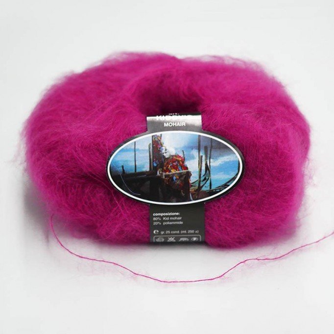 Mohair Yarn ISPE Needle Size 3,5 - 4 Fuchsia Mohair Knitting Yarn Needle Size 3,5 - 4