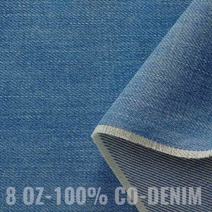 Jeansstof Bomuld 8-OZ Blå - (Jeans Stof Bomuld )