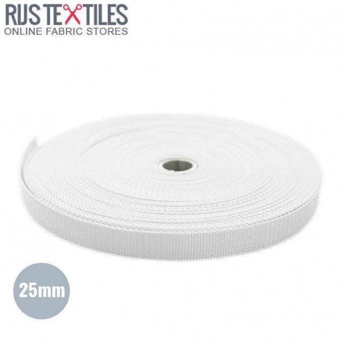 Polypropylene Webbing White 25mm (Per Meter) Pasek Do Torba