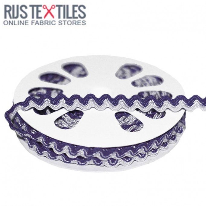 Zigzaglidse Ensfarvet Navy Hvid 8mm | Rijs Textiles