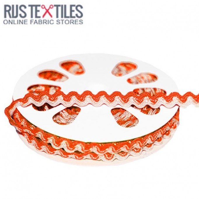 Zigzaglidse Ensfarvet Orange Hvid 8mm | Rijs Textiles