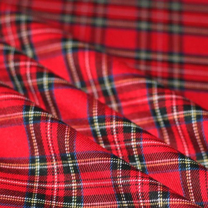 Scottish Tartan Fabric Small Red Stuwart Tkaniny Szkocka Krata Tartan